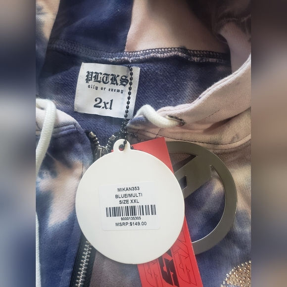 Politics Hoodie - Mikan Tie Dye Zip Up - Blue And Multi - MIKAN353 size XXL - Picture 6 of 10